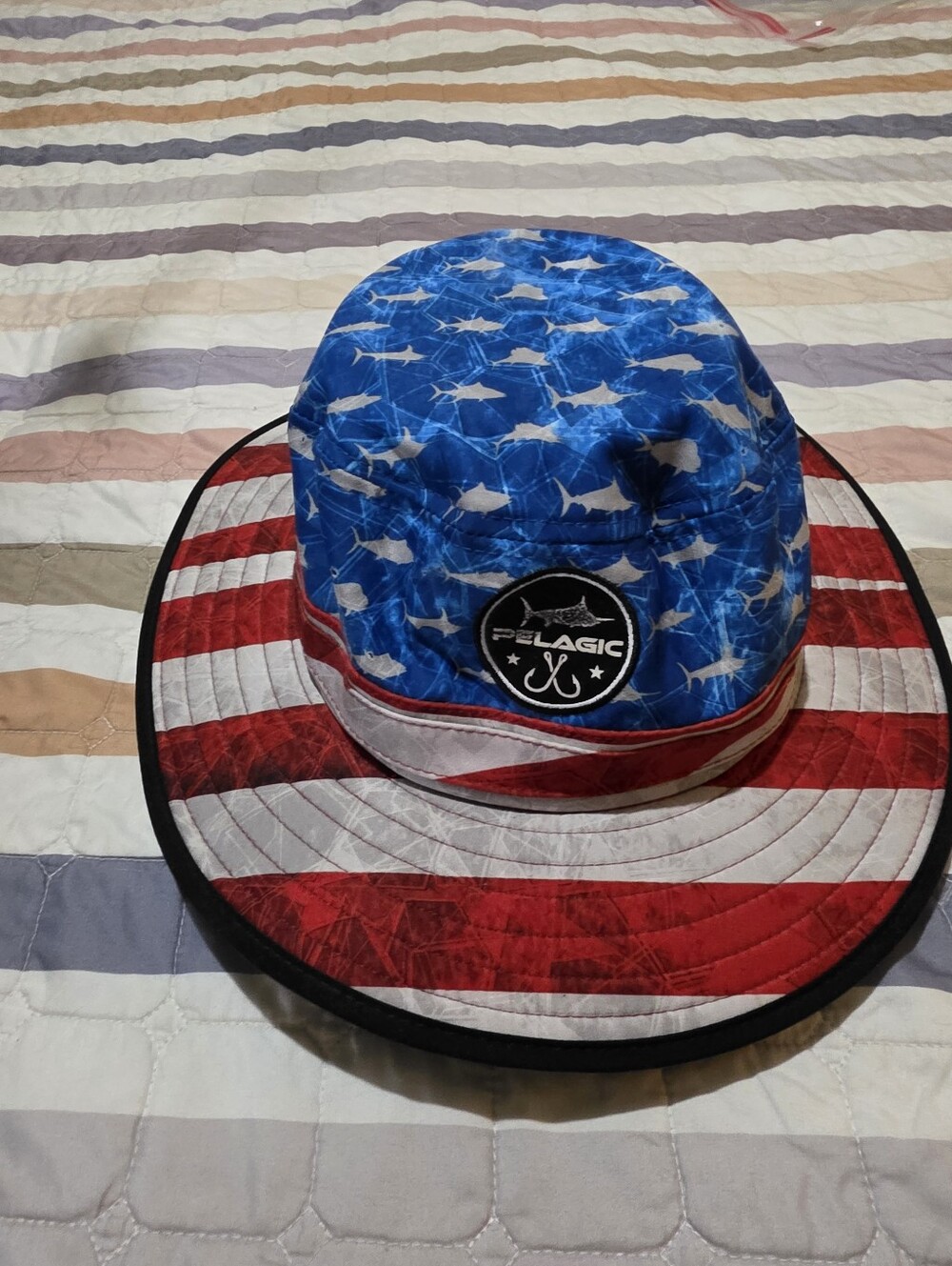 Pelagic Sunsetter Americano Patriotic Hat One Size Fishing